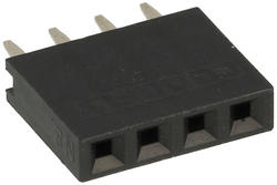 Socket; pin; PBS04S; 2,54mm; black; 1x4; straight; 8,5mm; 3mm; through hole; gold plated; RoHS