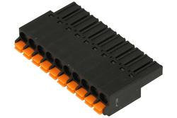 Terminal block; pluggable; 0225-0810; 10 ways; R=3,50mm; 21,4mm; 8A; 300V; for cable; straight; round hole; black; Dinkle; RoHS