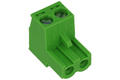 Terminal block; AKZ950/02-5.08; 2 ways; R=5,08mm; 17,3mm; 15A; 300V; for cable; angled 90°; square hole; slot screw; screw; vertical; 2,5mm2; green; PTR Messtechnik; RoHS