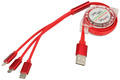 Kabel; USB; DSKU707; wtyk USB-C; wtyk microUSB; wtyk Lightning; wtyk USB-A; 1m; czerwony; płaski; Talvico