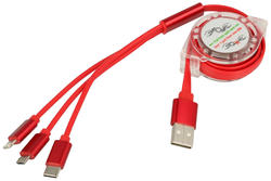 Kabel; USB; DSKU707; wtyk USB-C; wtyk microUSB; wtyk Lightning; wtyk USB-A; 1m; czerwony; płaski; Talvico