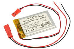 Rechargeable battery; Li-Po; 443450; 3,7V; 750mAh; 4,4x34x50mm; PCM protection; connector + socket 2,54*2pins; AKYGA; RoHS