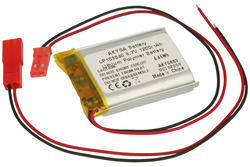 Rechargeable battery; Li-Po; 103040; 3,7V; 1200mAh; 10x30x40mm; PCM protection; connector + socket 2,54*2pins; AKYGA; RoHS