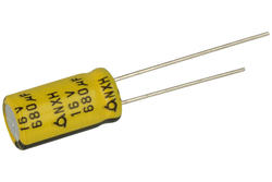 Capacitor; Low Impedance; electrolytic; 680uF; 16V; NXH16VB680 M8x15; fi 8x15mm; 3,5mm; through-hole (THT); bulk; Samyoung; RoHS