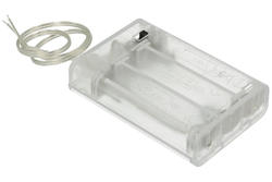 Battery holder; BC331; 3xR6(AA); with 150mm cable; with switch; with lid; container; transparent; R6 AA
