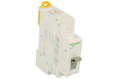 Isolation switch; modular; A9E18073; ON-OFF-ON; 20A; 250V AC; DIN rail mounted; 1 way; screw; I 0 II; Schneider Electric; RoHS