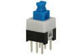 Switch; push button; PS2212S; ON-ON; blue; no backlight; through hole; 2 positions; 0,1A; 30V DC; pin spacing 2x5mm; 7mm