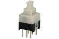 Switch; push button; SW-PYPS2271; ON-(ON); white; no backlight; through hole; 2 positions; 0,1A; 30V AC; pin spacing 2x5mm; 7mm