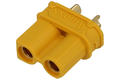 Socket; DC power; XT30U-F; 2 ways; straight; yellow; solder; 30A; 500V; polyamide (PA); brass; Amass; RoHS