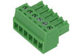 Terminal block; 15EGTK-3.5-06P; 6 ways; R=3,50mm; 15,4mm; 8A; 125V; for cable; angled 90°; square hole; slot screw; screw; vertical; 1,5mm2; green; Golten; RoHS