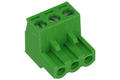 Terminal block; AKZ950/03-5.08; 3 ways; R=5,08mm; 17,3mm; 15A; 300V; for cable; angled 90°; square hole; cross screw; screw; vertical; 2,5mm2; green; PTR Messtechnik; RoHS