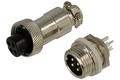 Connector; C01/4p.; 4 ways; solder; 0,5mm2; 6mm; cable socket & panel mounted plug; 12mm; silver; black; 5A; DAFA LINKER; RoHS