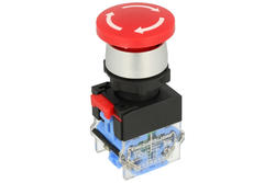 Switch; safety; push button; LAS0-A3Y-11TS/R; ON-OFF+OFF-ON; mushroom; reset by turn; 2 ways; red; no backlight; bistable; screw; 10A; 500V AC; Onpow
