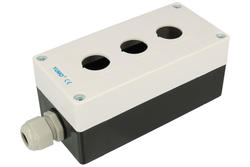 Control box; LAY5-BP03; white-black; plastic; IP54; with PG13,5 cable gland; triple; 150x72x65mm; 22mm panel mount; Yumo; RoHS