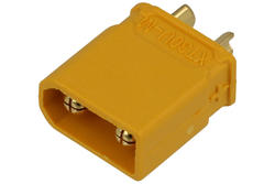 Plug; DC power; XT30U-M; 2 ways; straight; yellow; solder; 30A; 500V; polyamide (PA); brass; Amass; RoHS