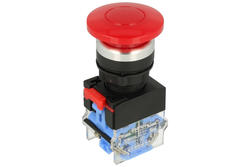 Switch; safety; push button; LAS0-B3Y-11M/R; ON-(OFF)+OFF-(ON); mushroom; 2 ways; red; no backlight; momentary; screw; 10A; 500V AC; Onpow
