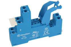 Relay socket; F97.02.SPA; DIN rail type; panel mounted; blue; with clamp; Finder; RoHS; Compatible with relays: 46.52