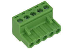 Terminal block; 2ESDV-05P; 5 ways; R=5,08mm; 18mm; 15A; 300V; for cable; angled 90°; square hole; slot screw; screw; vertical; 0,2÷2,5mm2; green; Dinkle; RoHS