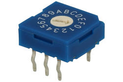 Encoding switch; rotary; HEX/BCD; R9316R0H; 16 positions; through hole; without knob; 20mA; 5V DC; white; blue; SAB switches; RoHS