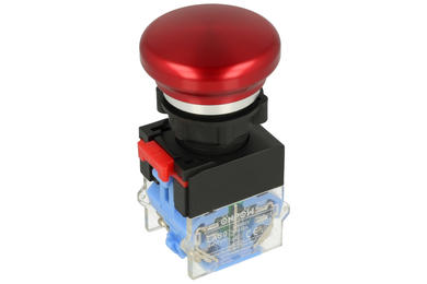 Switch; safety; push button; LAS0-K-11ZMB/R; ON-OFF+OFF-ON; mushroom; metal; 2 ways; red; no backlight; bistable; screw; 10A; 500V AC; Onpow