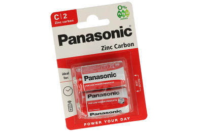 Battery; zinc-carbon; R14 C; 1,5V; fi 25,8x50mm; Panasonic; R14 C