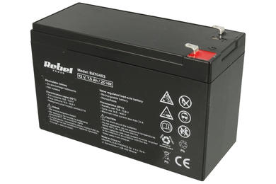 Rechargeable battery; lead-acid; maintenance-free; LP7.5-12; 12V; 7,5Ah; 151x65x94(100)mm; connector 6,3 mm; Rebel; 2,43kg