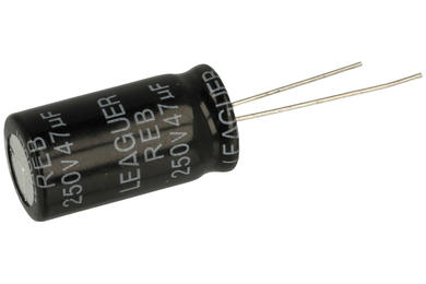 Capacitor; electrolytic; 47uF; 250V; REB; REB2E470M1325; fi 13x25mm; 5mm; through-hole (THT); bulk; Leaguer; RoHS