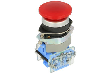 Przełącznik; bezpieczeństwa; przyciskowy; LAS0-B1Y-11M/R; ON-(OFF)+OFF-(ON); grzybkowy; 2 tory; czerwony; bez podświetlenia; monostabilny; śrubowe; 10A; 500V AC; Onpow