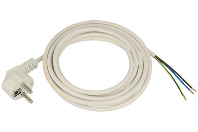 Cable; power supply; S14313; wires; CEE 7/7 angled plug; 3m; white; 3 cores; 1,00mm2; Zamel Cet; PVC; round; stranded; Cu; RoHS