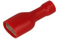 Connector; 6,3x0,8mm; flat female; whole insulated; KPIPF63R; red; straight; for cable; 0,5÷1,5mm2; tinned; crimped; 1 way; SGE