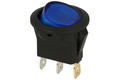 Switch; rocker; okrągły 12V BL; ON-OFF; 1 way; blue; LED 12V backlight; blue; bistable; 4,8x0,8mm connectors; 20mm; 2 positions; 20A; 12V DC