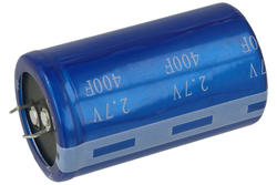 Capacitor; gold cap; SNAP-IN; electrolytic; 400F; 2,7V; 20%; diam.35x62mm; 10mm; through-hole (THT); -40...+70°C; 10mOhm; 1000h; Kamcap; RoHS