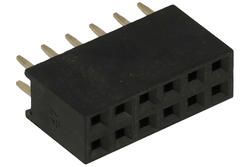 Socket; pin; PBD12S; 2,54mm; black; 2x6; straight; 8,5mm; 3mm; through hole; gold plated; RoHS