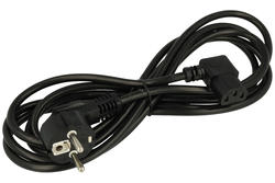 Cable; power supply; NK 102; IEC C13 IBM angled socket; CEE 7/7 angled plug; 3m; black; 3 cores; 1,00mm2; 10A; Goobay; PVC; round; stranded; CCA; RoHS