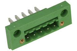 Terminal block; KLS2-EDGM-5.08-05P-4; 5 ways; R=5,08mm; 17,4mm; 15A; 300V; for panel; straight; bolted; closed; solder; green; KLS; RoHS