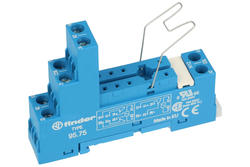 Relay socket; F95.75.SMA; panel mounted; DIN rail type; blue; with clamp; Finder; RoHS; Compatible with relays: RM85; RM84; HF115; 40.61; 40.52; RM94