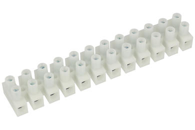 Terminal block; feed through strip; DG10HS-0; 12 ways; R=10,00mm; 15,6mm; 30A; 300V; for cable; straight; round hole; slot screw; screw; horizontal; 1÷6mm2; white; Degson; RoHS