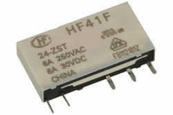 Relay; electromagnetic miniature; HF41F-024-ZST; 24V; DC; SPDT; 6A; 250V AC; 6A; 30V DC; PCB trough hole; for socket; Hongfa; RoHS