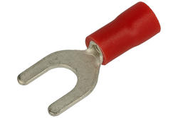 Cord end terminal; M5; fork; insulated; KWIM5R; red; straight; for cable; 0,5÷1,5mm2; tinned; crimped