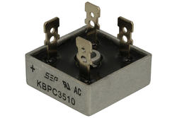 Bridge rectifier; KBPC3510; 35A; 1000V; cube; connectors; FM type 28,3x28,3x11mm; RoHS