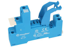 Relay socket; F97.01.SPA; DIN rail type; panel mounted; blue; with clamp; Finder; RoHS; Compatible with relays: 46.61