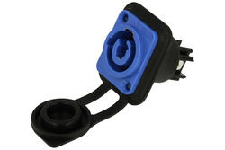Socket; loudspeaker; WAC3MPA-1; 3 ways; straight; for panel with bracket; blue; 6,3x0,8mm connector; IP65; Weipu; RoHS
