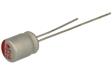 Capacitor; electrolytic; Low Impedance; polymer; 470uF; 6,3V; RPT; RPT0J471M0808; 20%; fi 8x8mm; 3,5mm; through-hole (THT); bulk; -55...+105°C; 16mOhm; 2000h; Leaguer; RoHS