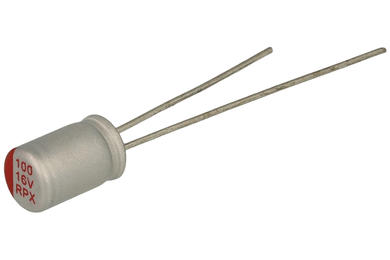 Capacitor; electrolytic; Low Impedance; polymer; 100uF; 16V; RPX; RPX1C101M0509; 20%; diam.5x8mm; 2mm; through-hole (THT); bulk; -55...+105°C; 26mOhm; 2000h; Leaguer; RoHS