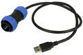 Plug with cable; USB 3.0; SY2510/PUSB3.0-06M; USB plug with 0,6m cable; straight; black; screwed; IP67; plastic; Weipu; RoHS