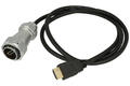 Plug with cable; HDMI 2.0; WY24JHDMI2.0TE-1M; with 1m cable; straight; silver & black; screwed; gold plated; IP67; zinc alloy with chrome plating; Weipu; RoHS