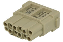 Socket; Han DD; 09140123102; 12 ways; polycarbonate; straight; for cable; crimped; 10A; 250V; grey; Harting; RoHS