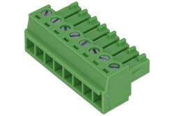 Terminal block; 15EGTK-3.81-08P; 8 ways; R=3,81mm; 15,6mm; 8A; 125V; through hole; angled 90°; closed; green; Golten; RoHS