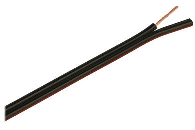 Wire; speaker; SMYp; 2x0,35mm2; stranded; Cu; black; PVC; flat; max +70°C; 50V; 200m spool; Elektrokabel; RoHS