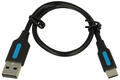 Cable; USB; COKBC; USB-C plug; USB-A 2.0  plug; 0,25m; black; round; PVC; VENTION; RoHS